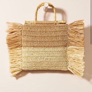 NWT Caterina Bertini Colorblocked Fringe Tote Bag